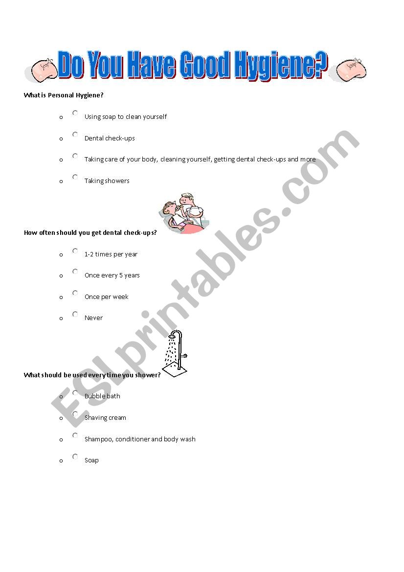 What Is Personal Hygiene worksheet