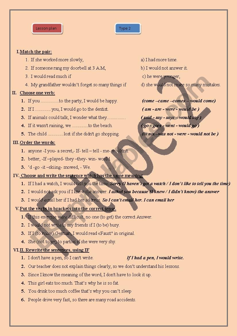  the conditional (Type 2)  worksheet