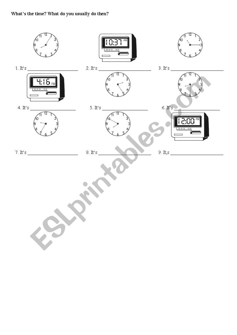 whats the time? worksheet