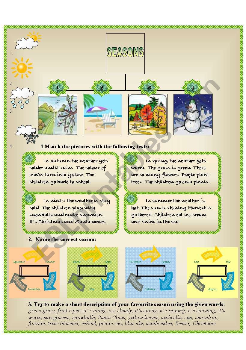 Seasons worksheet