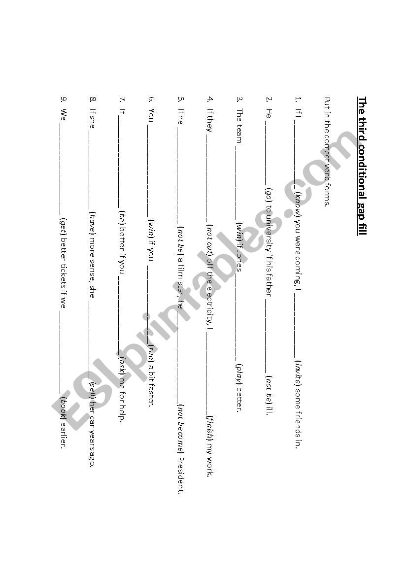 The Third Conditional  - Gap fill excercise