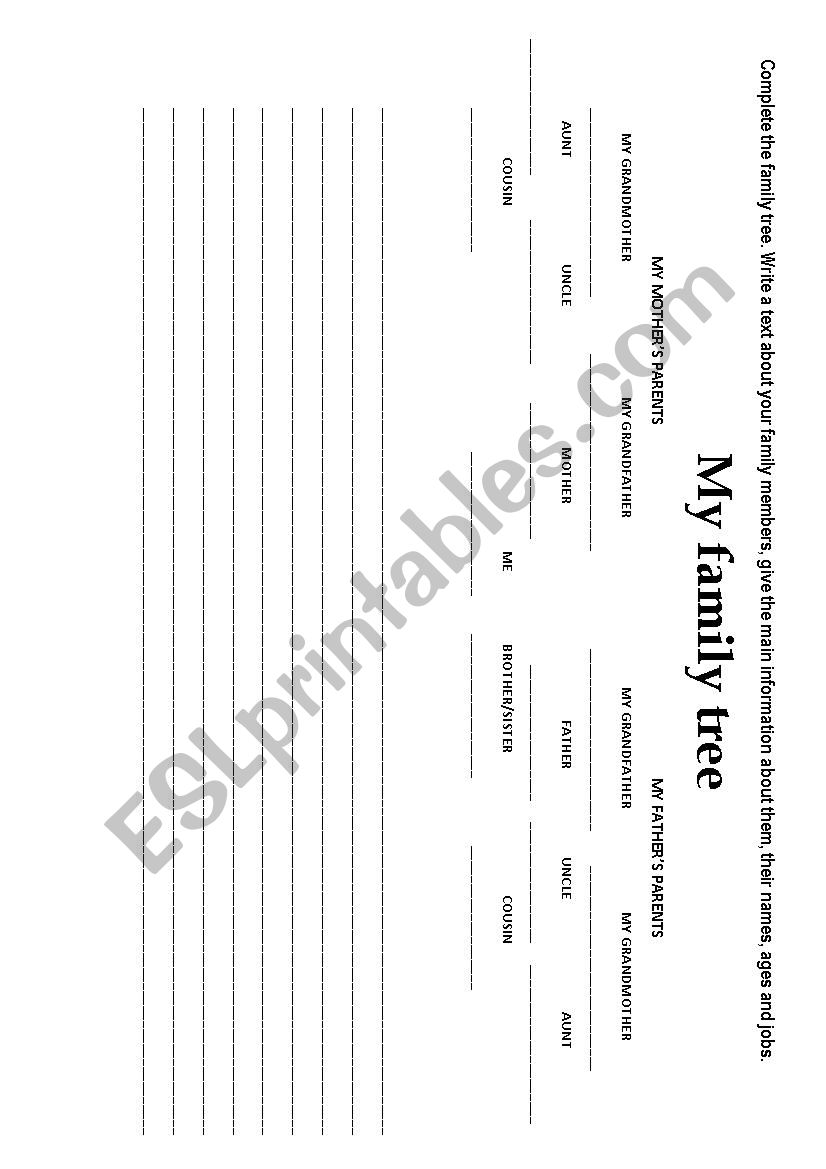 Family Tree - writing  worksheet