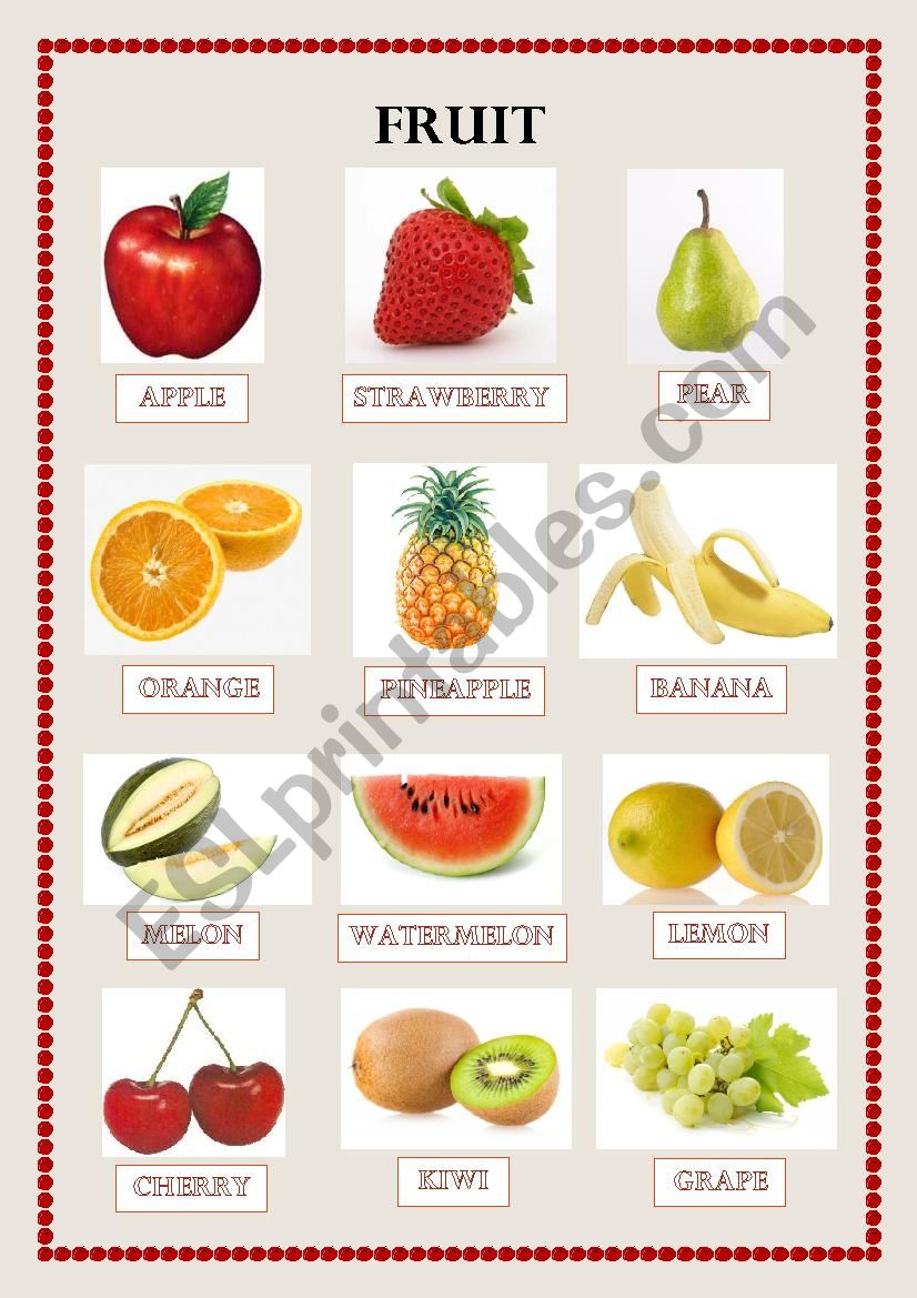 Fruit worksheet