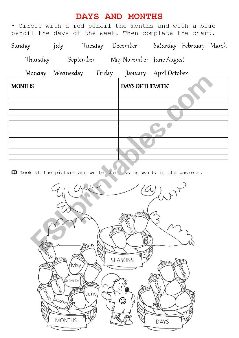 days months years worksheet