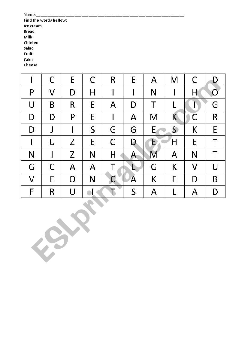 Word hunt worksheet