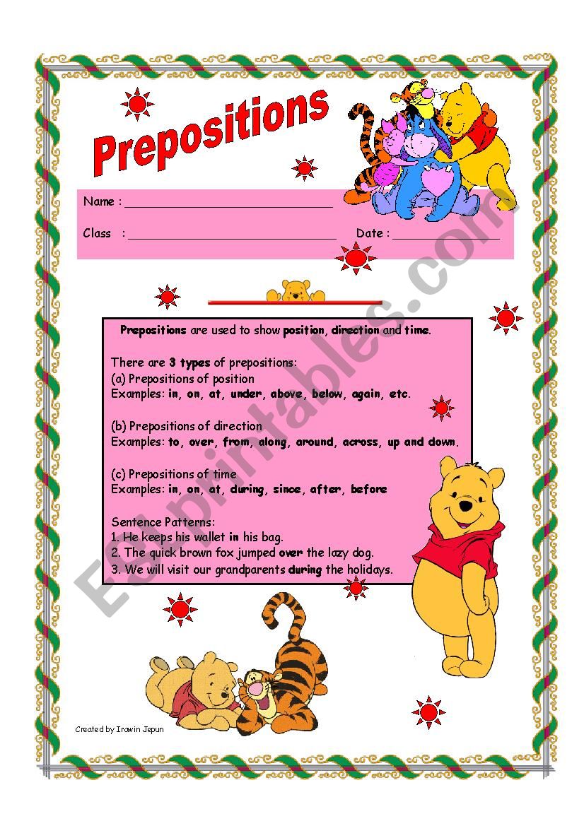Prepositions For Intermediate worksheet