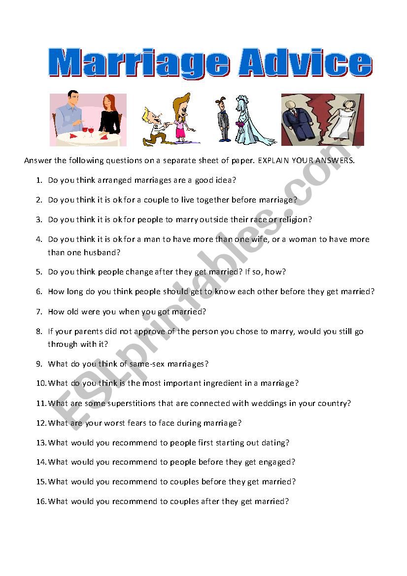 Marriage Advice worksheet