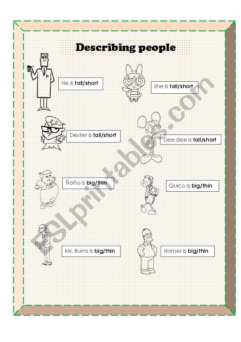 Describing People worksheet