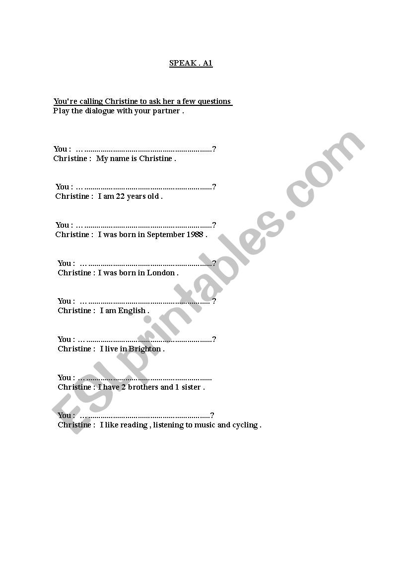 identity questions worksheet