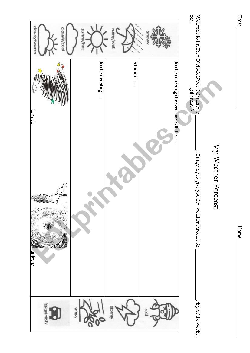 My weather forecast worksheet