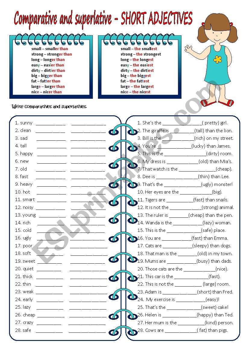 Comparatives And Superlatives Short Adjectives ESL Worksheet By Sictireala8