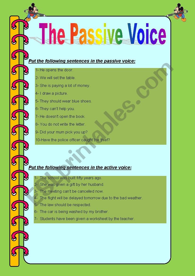 passive voice worksheet