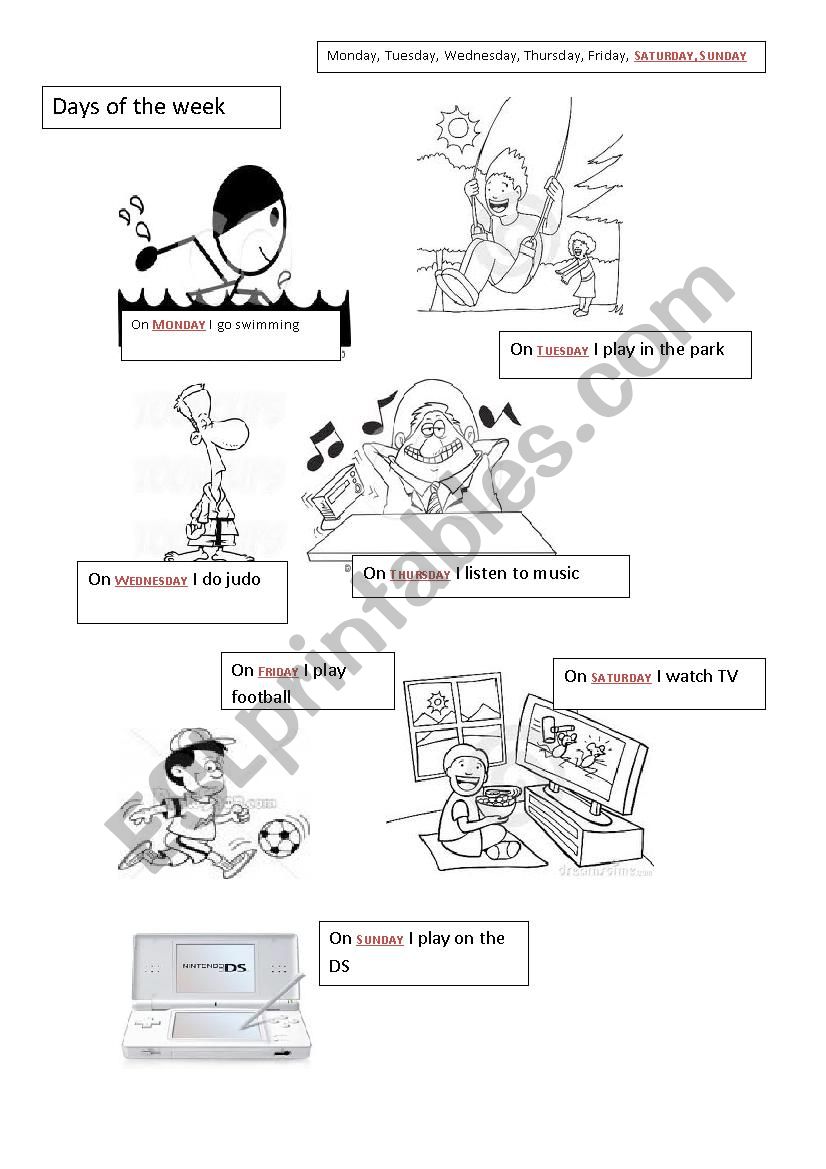 days of the week  worksheet