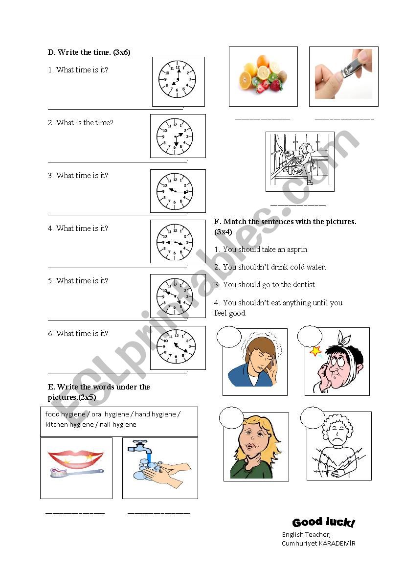 6th grade 1st written exam 2nd page