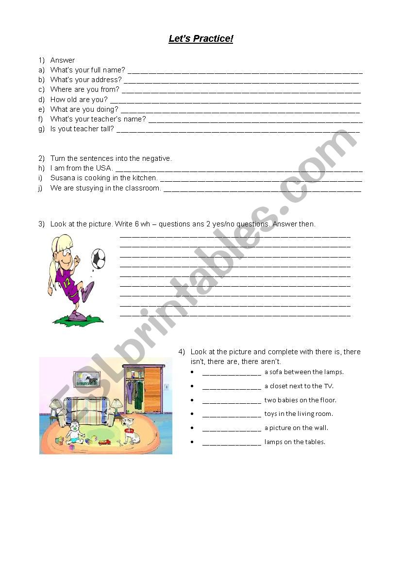 Let´s practice worksheet Let´s practice worksheet