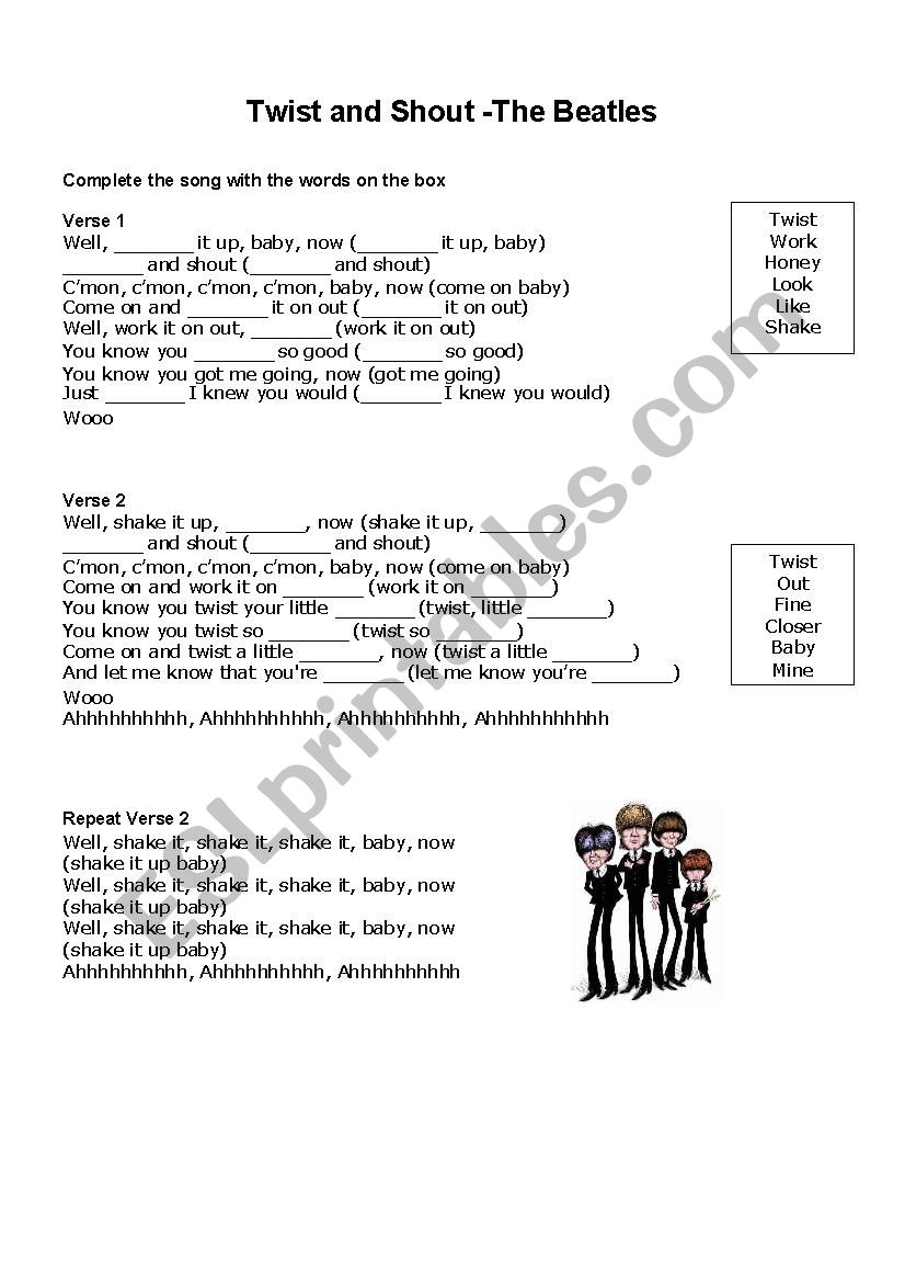 Twist and Shout worksheet