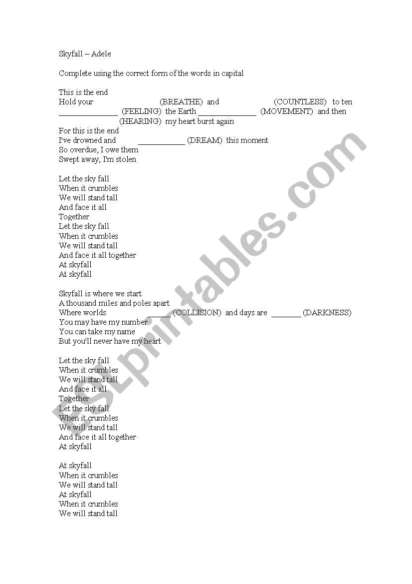 Skyfall  worksheet