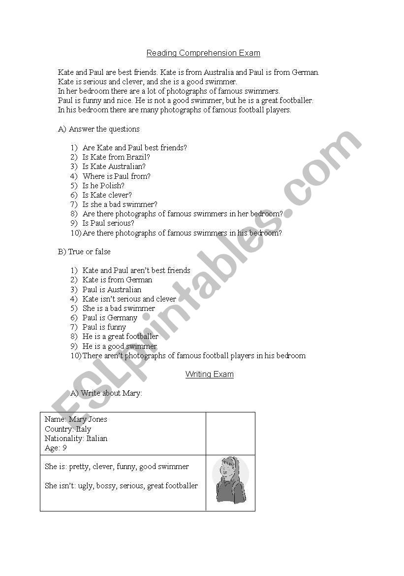 reading and writing worksheet