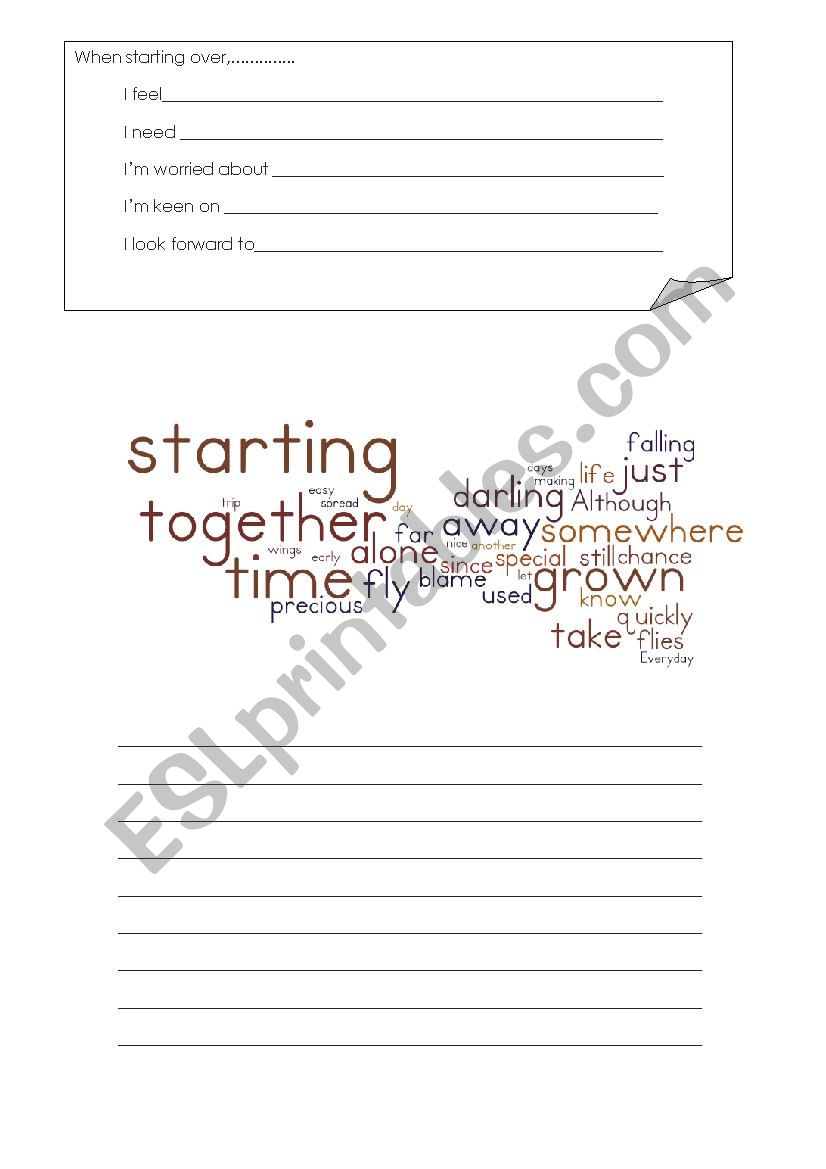 Starting over by John Lennon worksheet