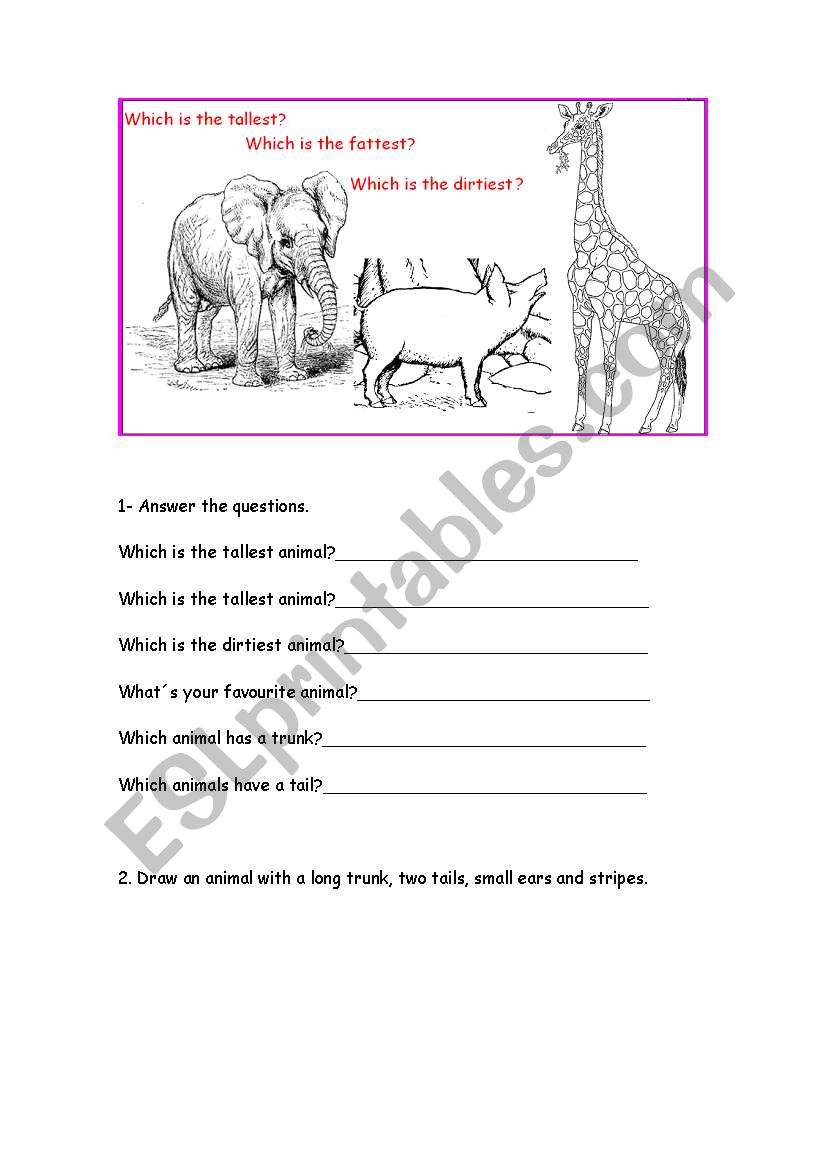 Animals and comparatives worksheet