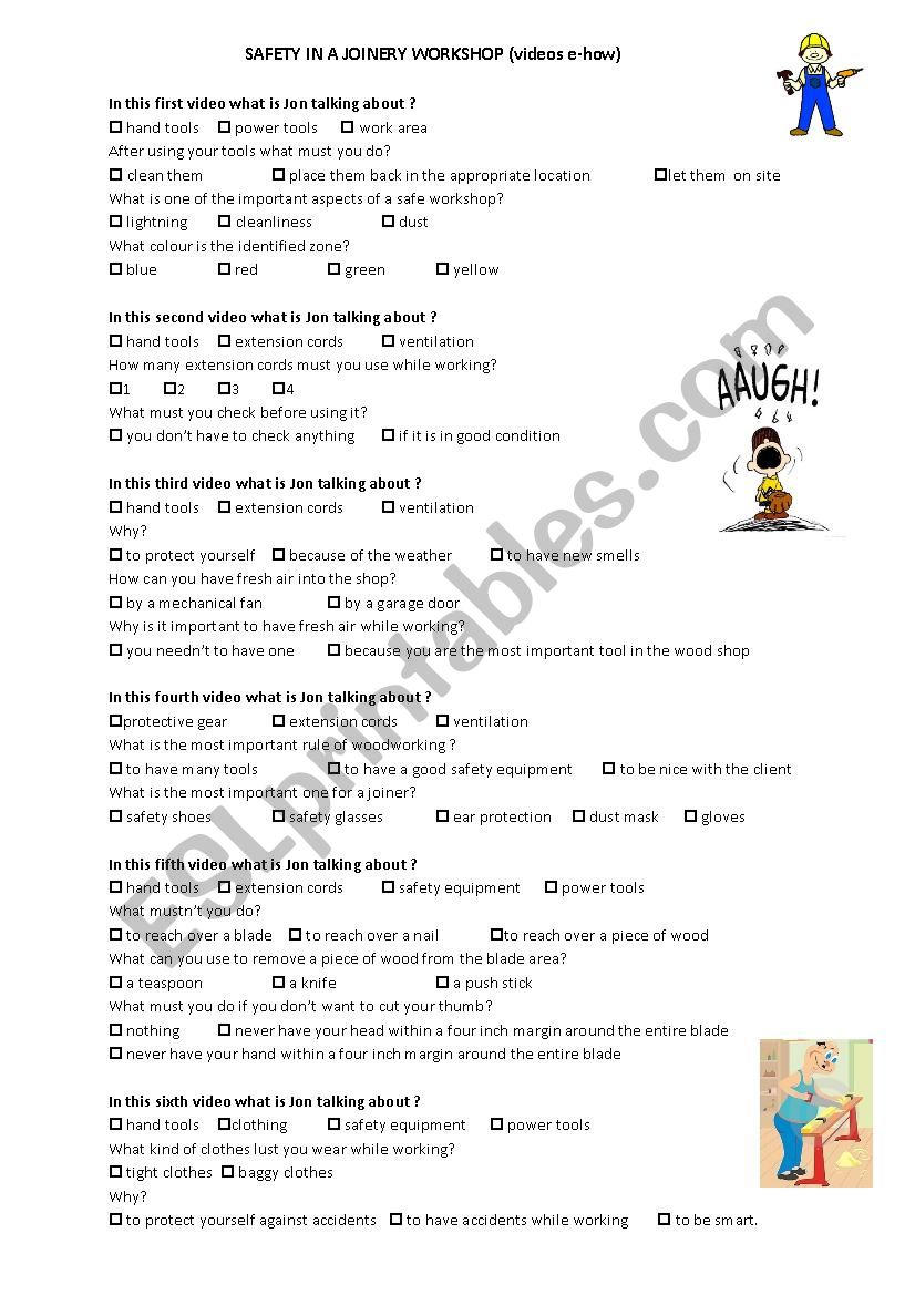 questions about joinery tips  worksheet