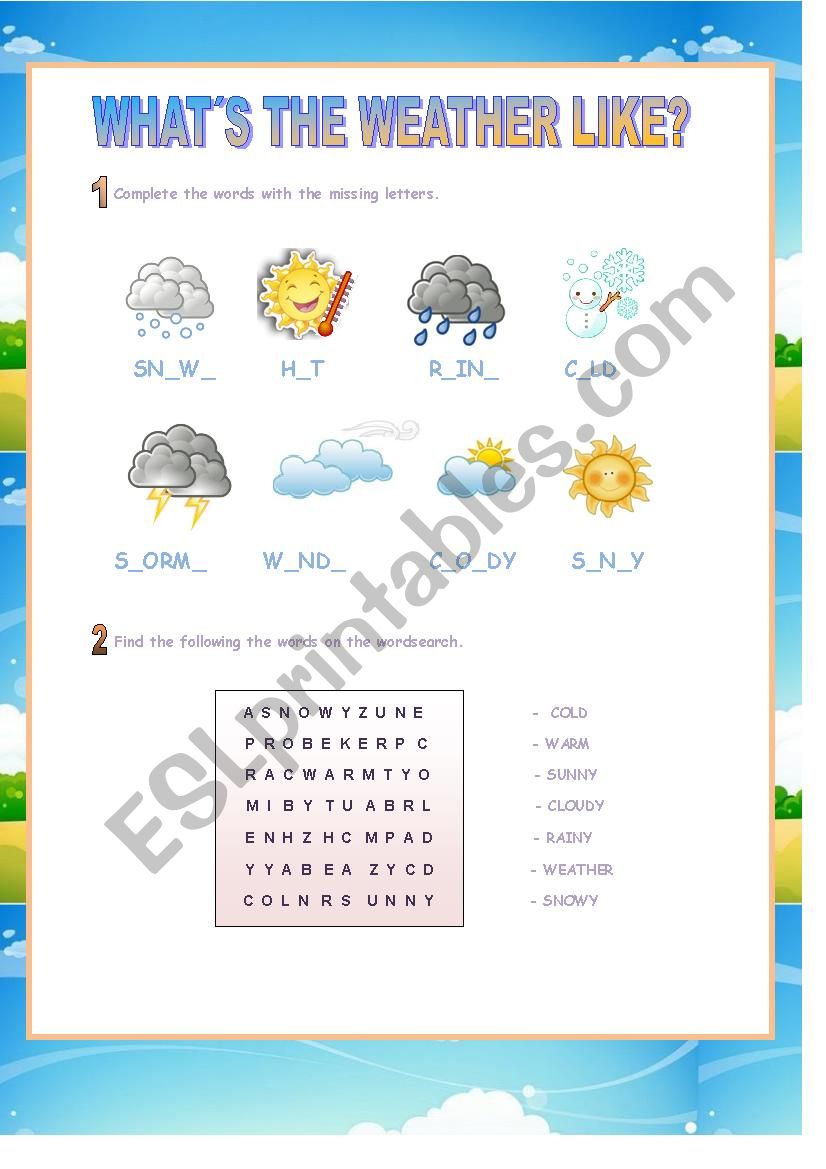 Whats the weather? worksheet