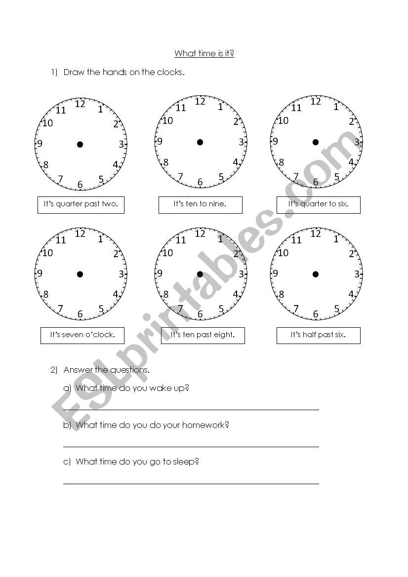 What time is it? worksheet