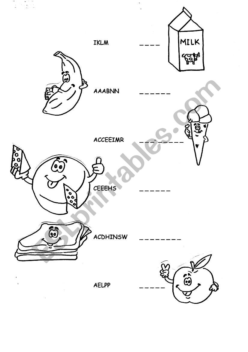 Guess the food worksheet