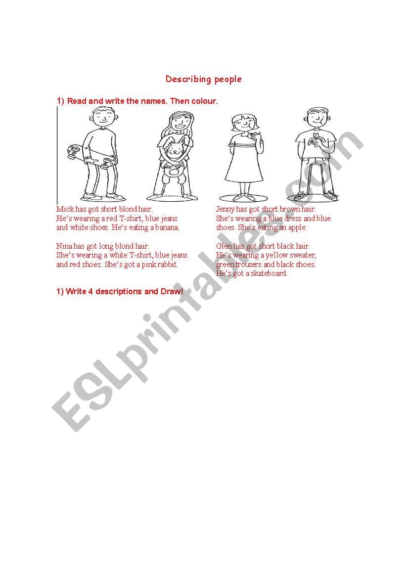 description worksheet