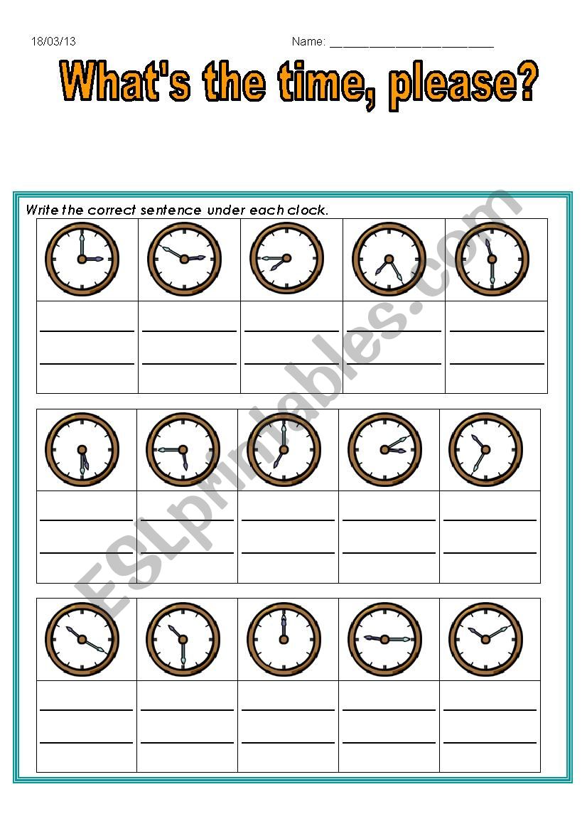 WhatÂ´s the time? - test worksheet