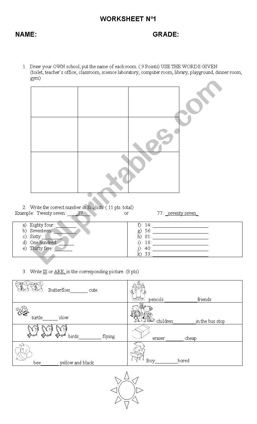 worksheet classroom objects and verb to be 