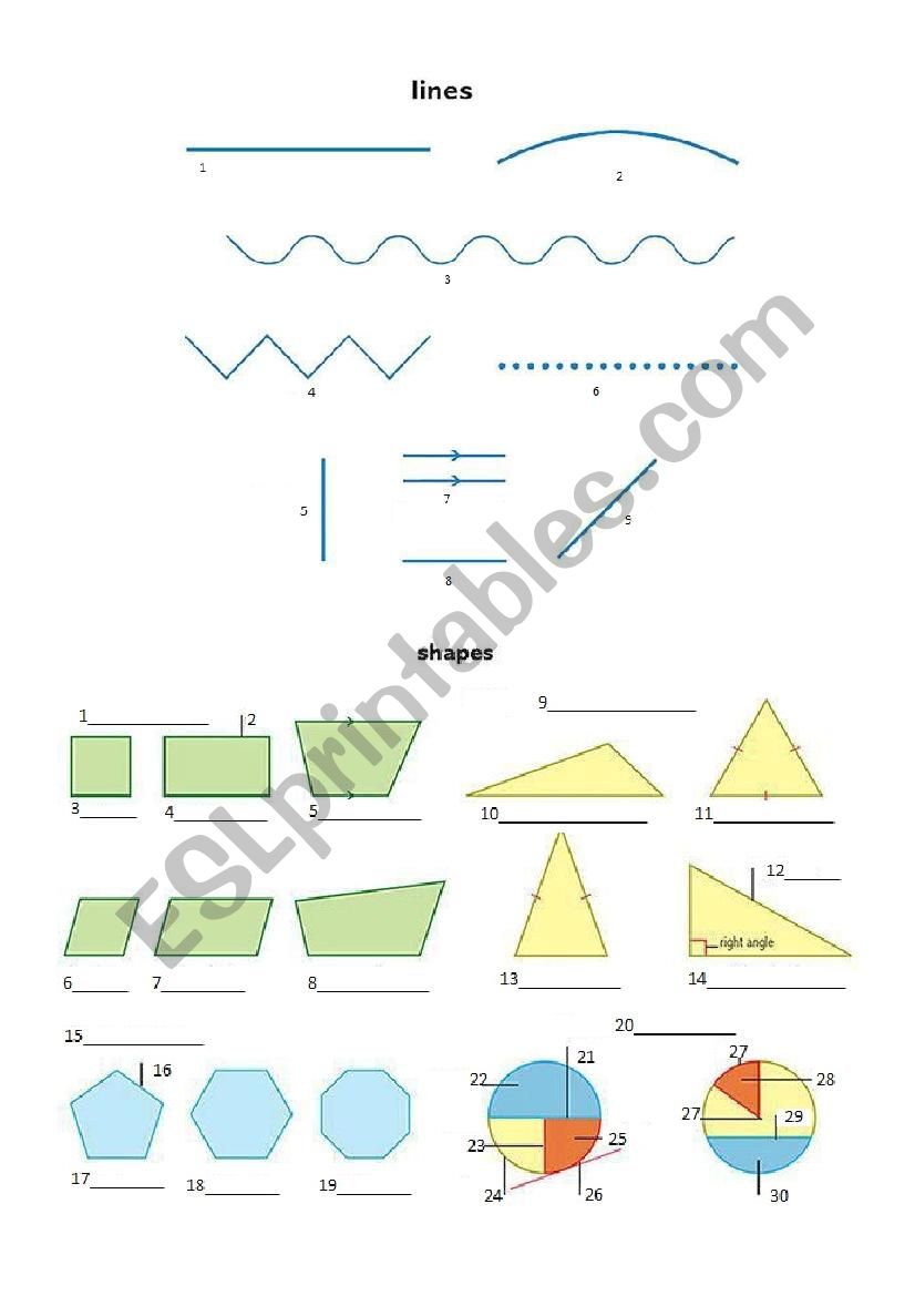 Lines and shapes worksheet