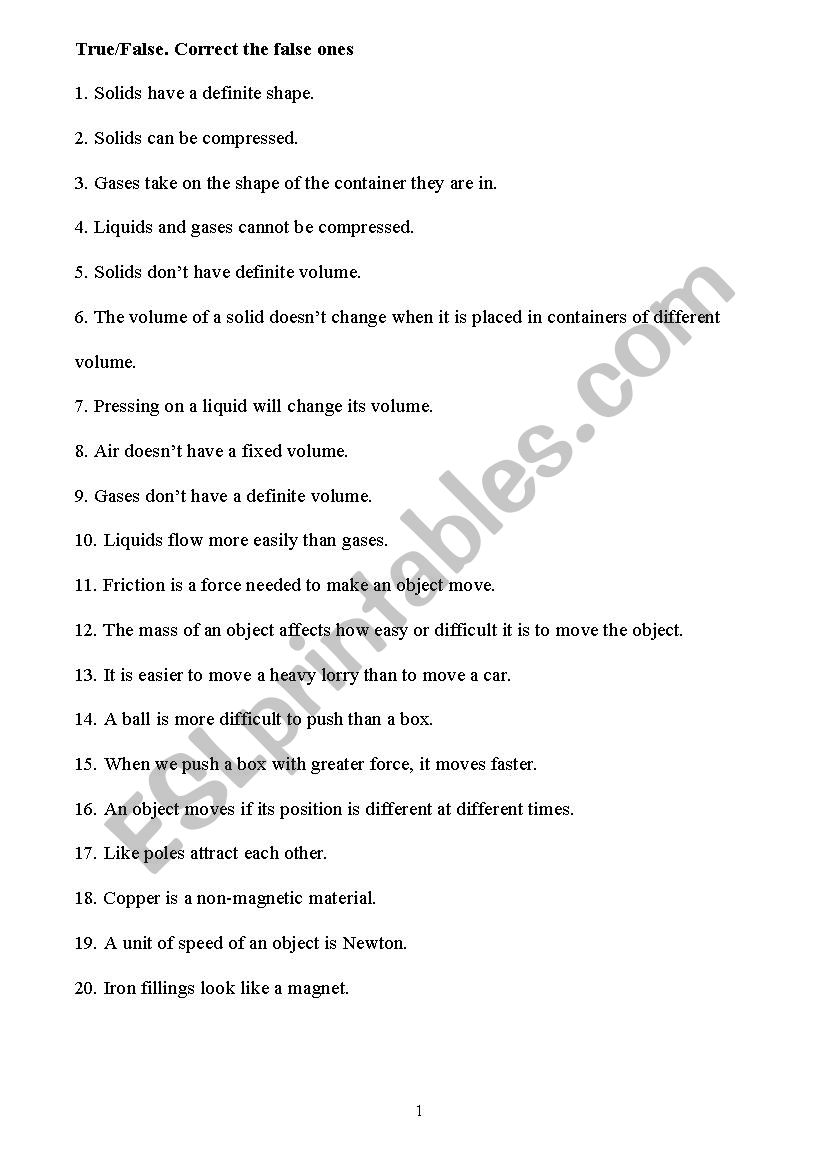 Science in English: States of Matter and Forces