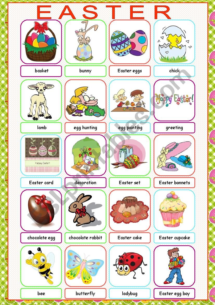 Easter Picture Dictionary worksheet
