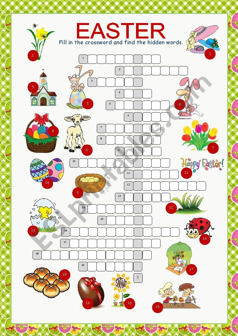 Easter Crossword Puzzle ESL worksheet by