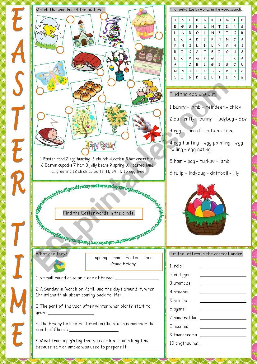 Easter Vocabulary Exercises worksheet