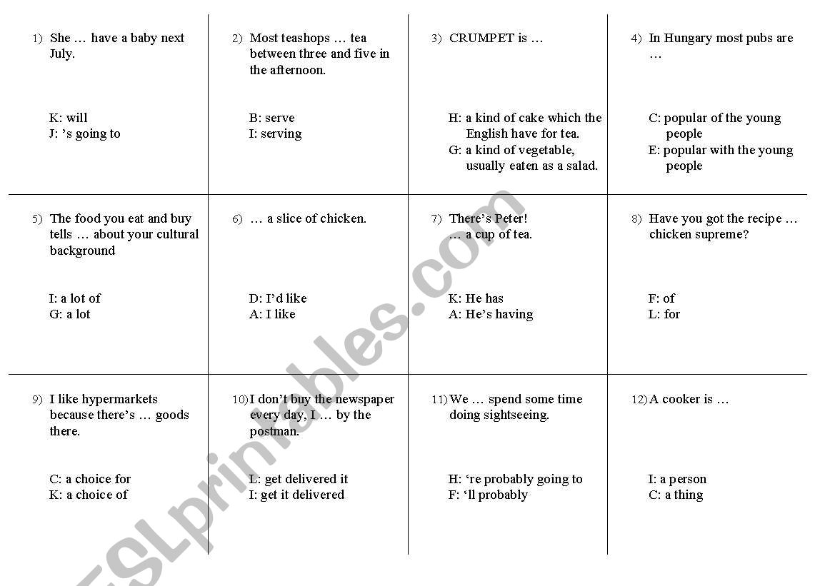 Grammar quiz worksheet