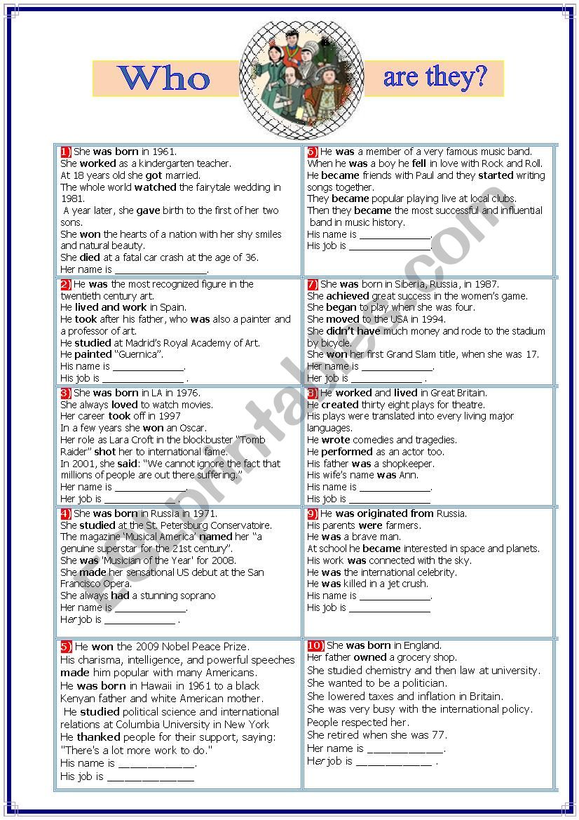 Who are they? worksheet