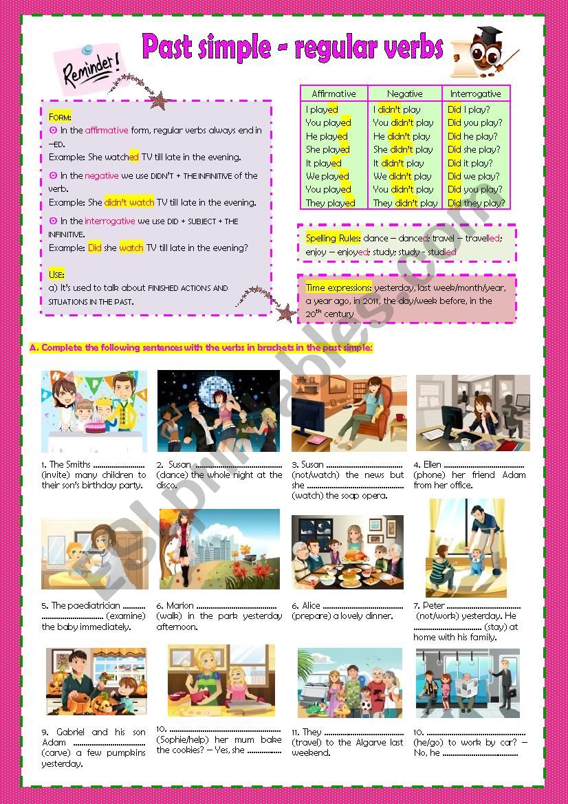 Past Simple - regular verbs worksheet