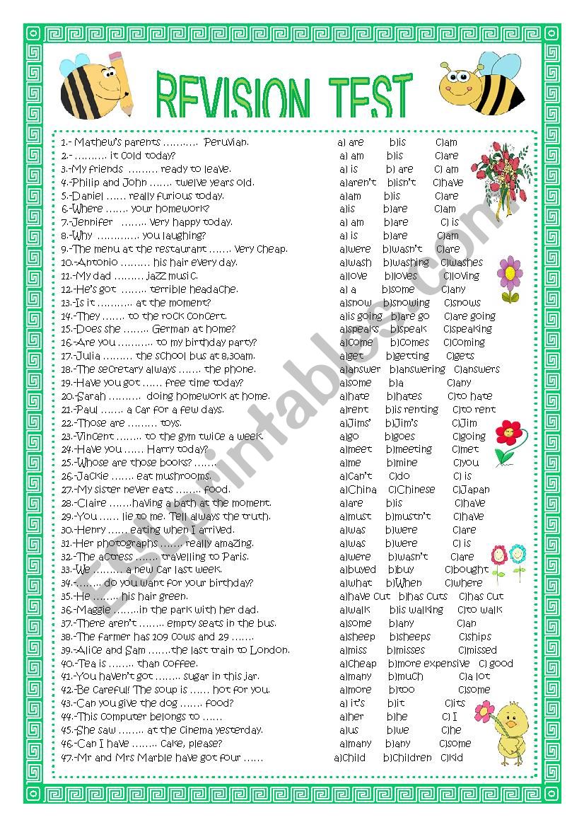 GRAMMAR TEST worksheet