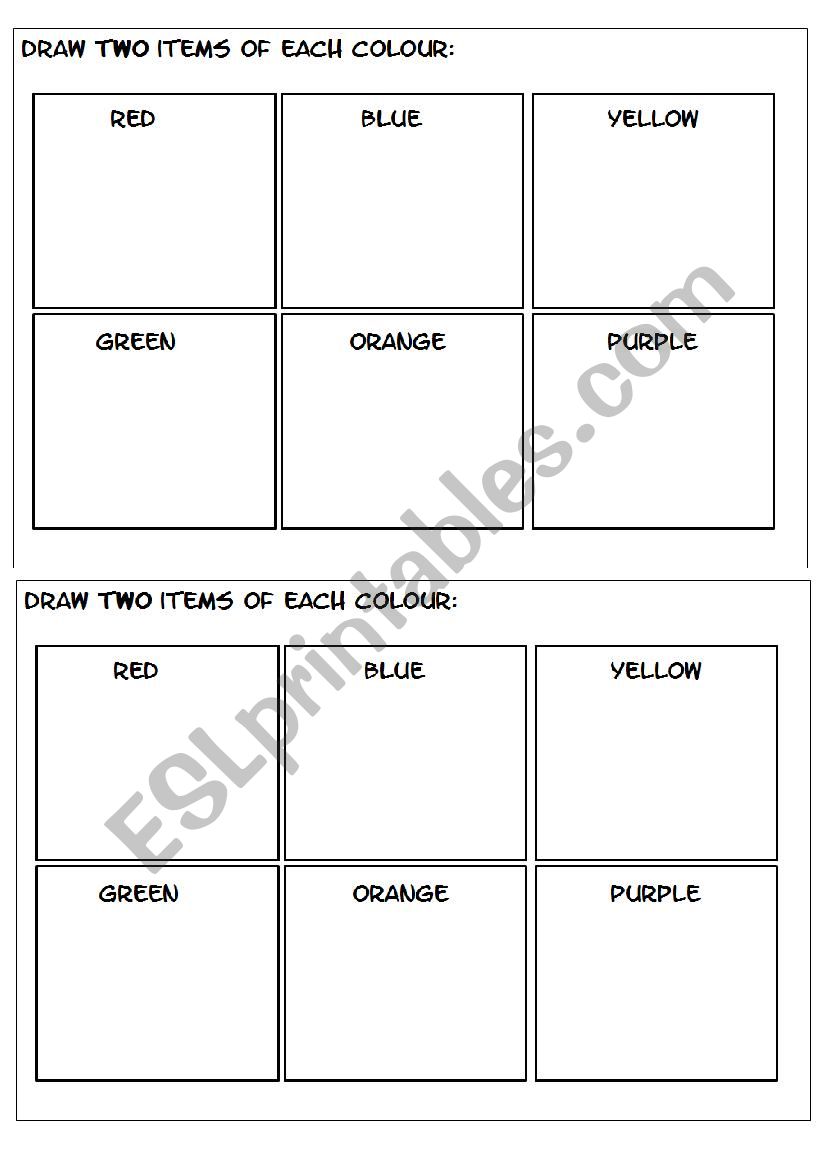 Draw two items worksheet