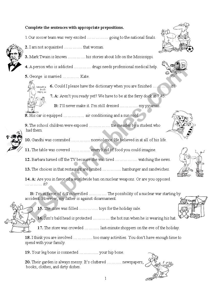 prepositions worksheet