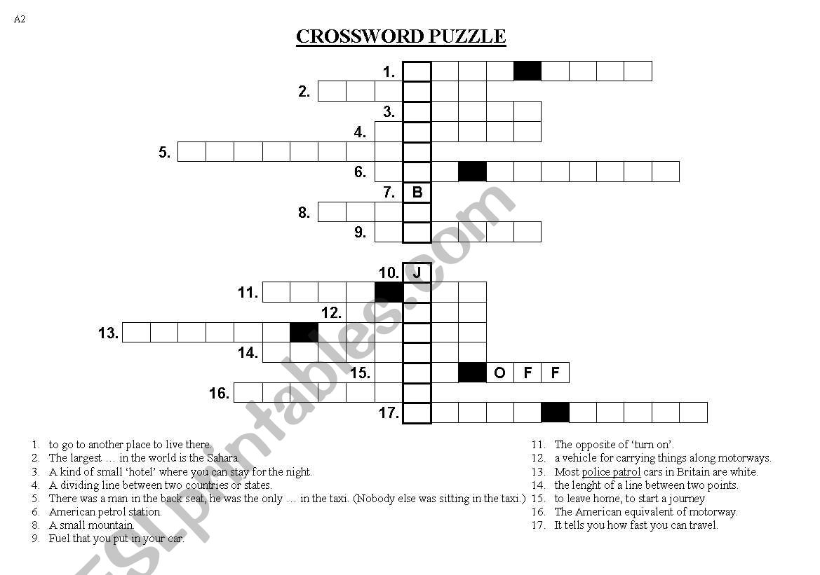 Travel puzzle worksheet