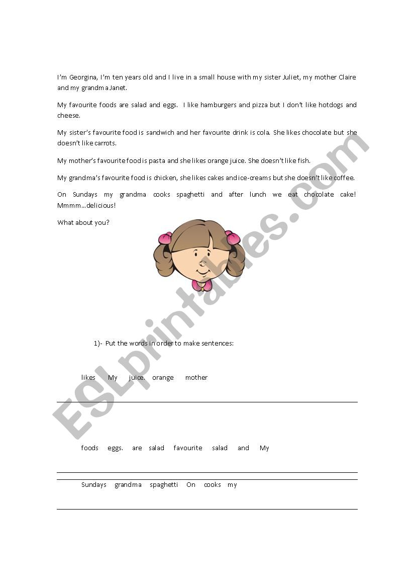 georgina likes.. worksheet