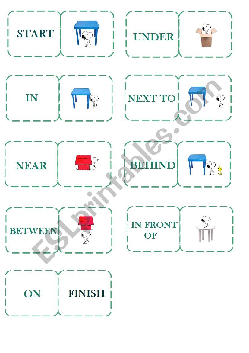 Prepositions of place Snoopy worksheet