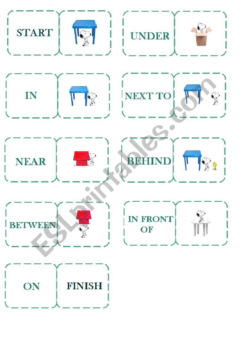 Prepositions of place Snoopy worksheet