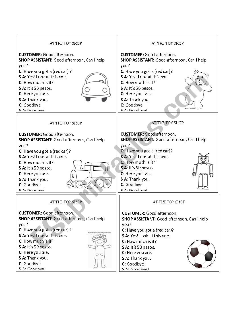At the toy shop - Roleplay worksheet