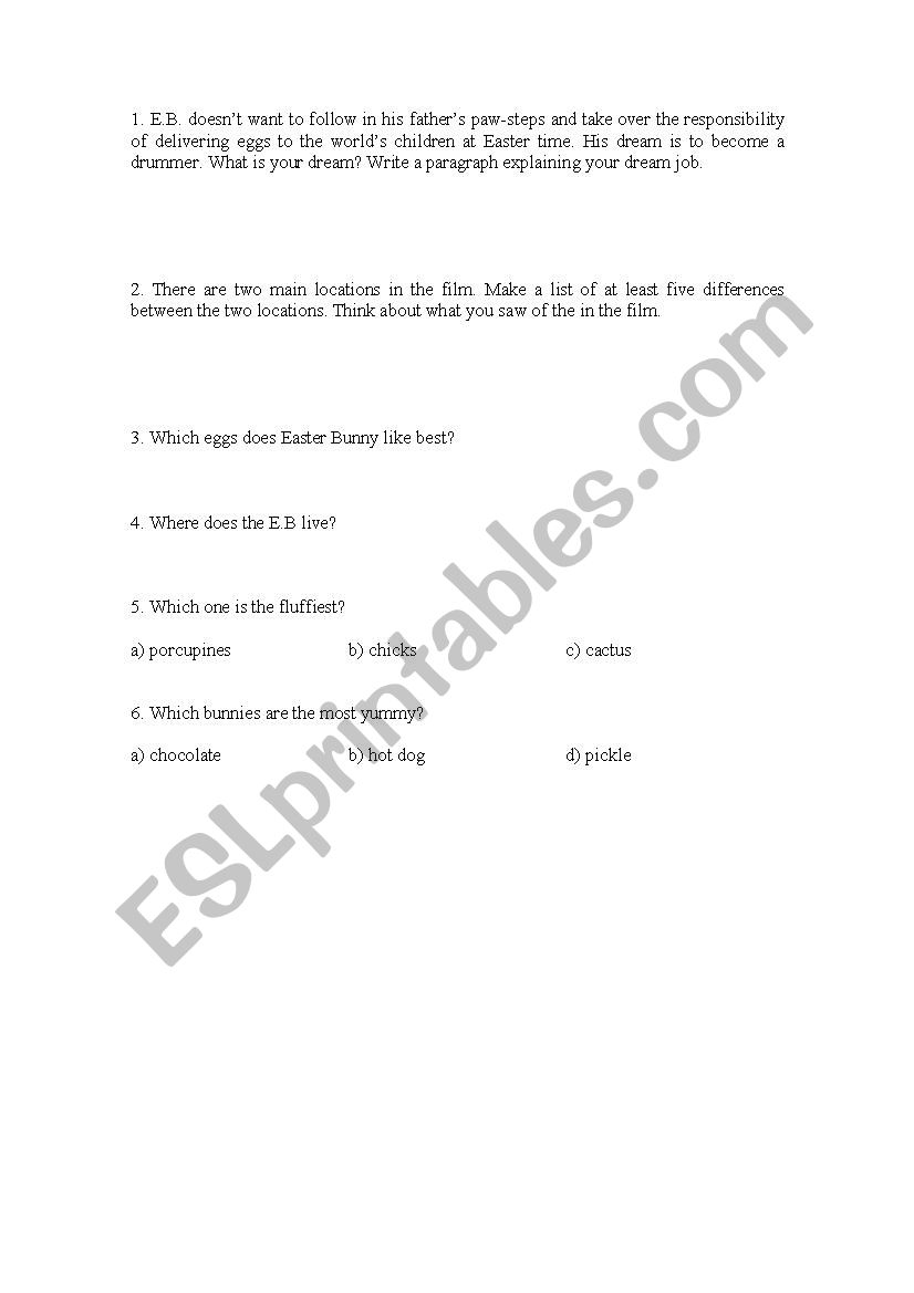 Hop Movie worksheet worksheet