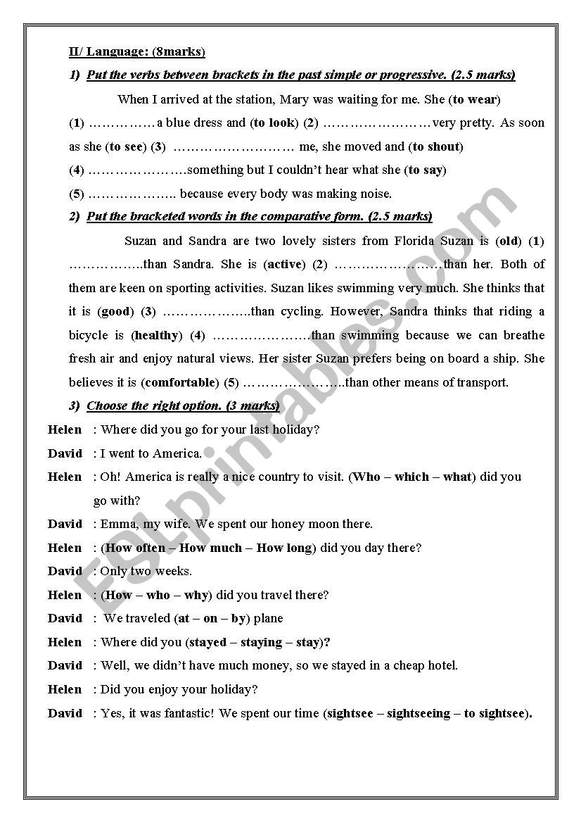 language worksheet