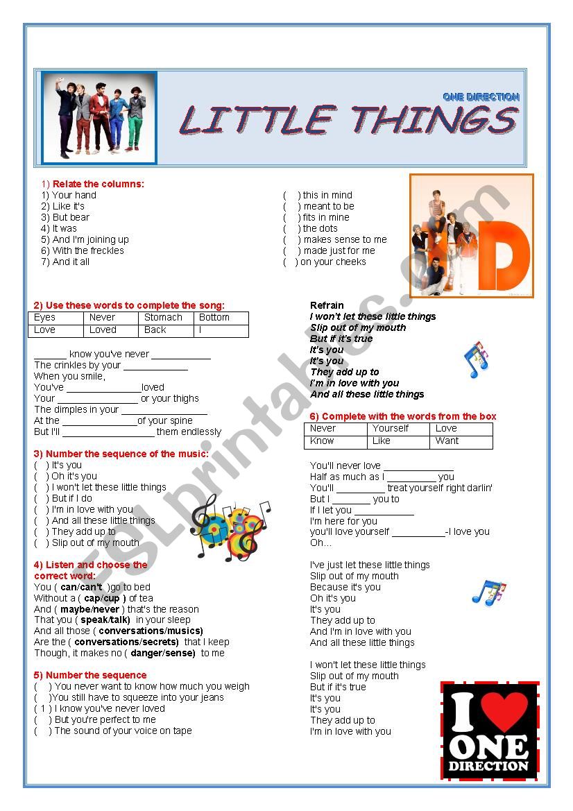  Little things worksheet